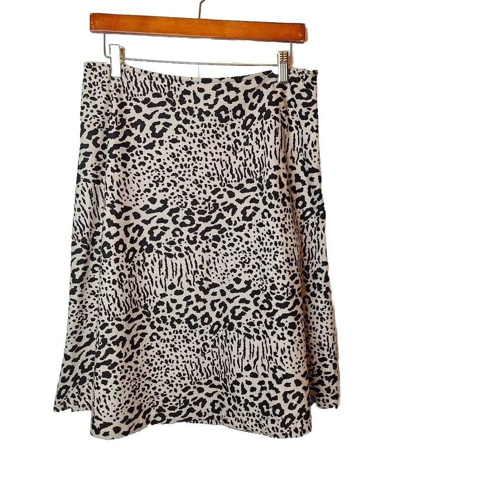 Worthington Womens Size 14 Animal Print A Line Skirt 100% Cotton Fully Lined‎